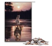 Puzzle da 1000 pezzi per adulti I gatti sono leoni Gioco impegnativo Puzzle di pozzanghere Un'opera d'arte adatta a ragazzi dai 14 anni in su 75x50cm