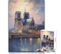 Puzzle da 1000 pezzi per adulti, iconico Notre Dame di Parigi, accogliente, rilassante, giocattolo da gioco avanzato con taglio di precisione, dimensioni 38x26cm