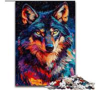 Puzzle da 1000 pezzi per adulti, idea regalo, arte del lupo, analisi e logica, con pezzi completamente interconnessi e di forma casuale, per bambini dai 14 anni in su (dimensioni 50x75cm)