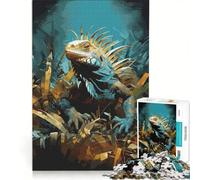 Puzzle da 1000 pezzi per adulti, iguana turchese scuro, gioco rompicapo, decorazione per la casa, compleanno e Natale 50x75cm