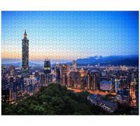 Puzzle da 1000 pezzi per adulti Il bellissimo tramonto di Taipei Taiwan skyline della città di alta qualità in legno perfetto ad incastro stampa trasparente