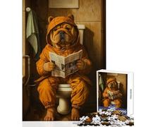 Puzzle da 1000 pezzi per adulti Il cane va in bagno Decorazione per la casa Giocattoli Regali per donne Uomini Gioco pratico Migliorare l'amore tra coppie Dimensioni 38x52cm