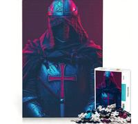 Puzzle da 1000 pezzi per adulti: Il Cavaliere Templare in stile retrò gioco rompicapo difficile per rafforzare l'amore tra le coppie 50x75cm