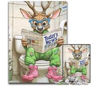 Puzzle da 1000 pezzi per adulti "Il cervo va in bagno", puzzle difficili per adulti, regalo perfetto per le feste, opera d'arte fai da te 50x75CM/19,68x29,52 pollici