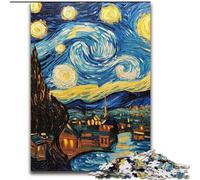 Puzzle da 1000 pezzi per adulti "Il cielo notturno di Van Gogh", difficile da completare ma divertente e spiritoso, regalo di compleanno, regali, arte murale (26x38cm)