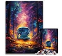 Puzzle da 1000 pezzi per adulti il colorato psichedelia del bus della foresta puzzle impegnativi decorazioni per la casa gioco rompicapo per adolescenti e interazione familiare 1000 pezzi (75x50 cm)