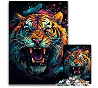 Puzzle da 1000 pezzi per adulti il colorato psichedelia della tigre di fuoco puzzle impegnativi decorazioni per la casa gioco rompicapo per adolescenti e interazione familiare 1000 pezzi (75x50 cm)
