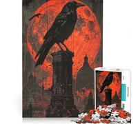 Puzzle da 1000 pezzi per adulti "Il Corvo e la Luna di Sangue" gioco interattivo decorazione da parete adatto per la decorazione della scrivania 38x52cm