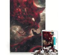 Puzzle da 1000 pezzi per adulti "Il Dio Rosso dei Gatti" antistress decorazione perfetta con poster e foglio di curiosità abbinati 38x26cm
