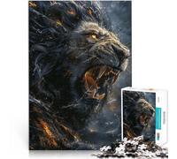 Puzzle da 1000 pezzi per adulti il feroce re leone Difficile da completare ma divertente e umoristico Adatto per la decorazione del desktop 75x50cm