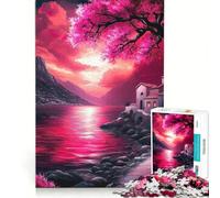Puzzle da 1000 pezzi per adulti "Il fiume dei ciliegi in fiore" gioco rompicapo difficile per rafforzare l'amore tra le coppie 38x52cm