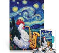 Puzzle da 1000 pezzi per adulti Il gallo suona il sassofono Allena il tuo cervello e le tue mani Gioco educativo per compleanno e Natale 75x50cm