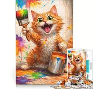 Puzzle da 1000 pezzi per adulti Il gattino pittore gioco interattivo divertente antistress compleanni e altre occasioni 50x75cm