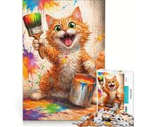 Puzzle da 1000 pezzi per adulti "Il gattino pittore" gioco pratico impegnativo e stimolante adatto come decorazione da scrivania 38x26cm