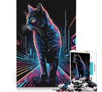 Puzzle da 1000 pezzi per adulti "Il gatto attraverso il sistema", gioco impossibile, ideale per passare il tempo durante le vacanze, regalo di compleanno o di viaggio 38x26cm
