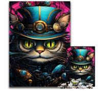 Puzzle da 1000 pezzi per adulti "Il gatto col cappello" in legno, rompicapo stimolante per adolescenti, gioco interattivo divertente per famiglie, 50x75CM/19,68x29,52 pollici