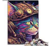 Puzzle da 1000 pezzi per adulti "Il gatto col cappello", puzzle in legno, regalo fai da te, divertente, adatto per la decorazione di casa, soggiorno, ufficio (dimensioni 50x75cm).