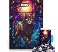 Puzzle da 1000 pezzi per adulti "Il gatto d'Angora nella notte selvaggia" gioco rompicapo difficile per rafforzare l'amore tra le coppie 38x52cm