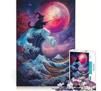Puzzle da 1000 pezzi per adulti "Il gatto mago e la grande onda" antistress di difficoltà elevata ideale come elemento della lista dei desideri con Babbo Natale 38x52cm
