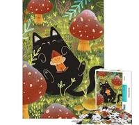 Puzzle da 1000 pezzi per adulti: Il gatto nero e l'elfo Giocattolo fai da te decorazione da parete compleanno e Natale (dimensioni 38x26cm)