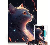 Puzzle da 1000 pezzi per adulti "Il gatto tra le stelle",gioco di incastro preciso,decorazione,esercizio mentale,divertimento casual,regalo di Natale (38x26cm)