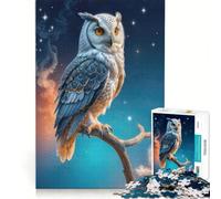 Puzzle da 1000 pezzi per adulti "Il gufo delle nevi e il cielo notturno" gioco rompicapo divertente antistress per rafforzare l'amore tra le coppie 38x26cm