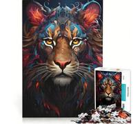 Puzzle da 1000 pezzi per adulti Il leone e il volto dipinto gioco per famiglie assemblaggio di figure compleanno e Natale 38x52cm