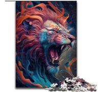 Puzzle da 1000 pezzi per adulti, Il leone ruggente, in legno, perfetto come regalo di compleanno, Natale e Halloween, 50x75cm, stimolante e divertente, attività per famiglie