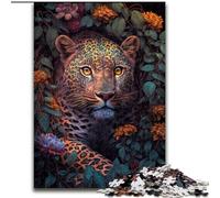 Puzzle da 1000 pezzi per adulti "Il leopardo fiorito", puzzle in cartone, dimensioni 26x38cm, regalo per la sfida del cervello, attività educativa per adolescenti