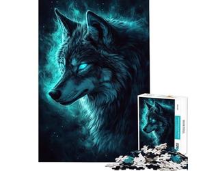 Puzzle da 1000 pezzi per adulti "Il lupo dagli occhi azzurri - Mistica" - Gioco rompicapo per adulti - Decorazione per la casa - Gioco stimolante - Regalo (dimensioni 38x52cm)