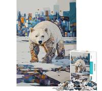 Puzzle da 1000 pezzi per adulti "Il mio habitat orso polare in un paesaggio urbano" Gioco rompicapo avvincente per coltivare la pazienza Regalo divertente per donne (dimensioni 38x26cm)