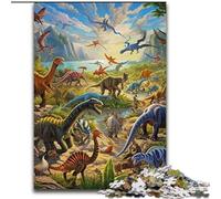 Puzzle da 1000 pezzi per adulti, il mondo dei dinosauri, realizzato in cartone, design intricato per adolescenti, decorazioni fai da te e divertimento che stimola il cervello, 1000 pezzi(26x38cm)