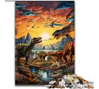 Puzzle da 1000 pezzi per adulti, il mondo dei dinosauri, realizzato in legno, rompicapo stimolante per adolescenti, perfetto per l'arredamento della casa o come regalo 1000 pezzi(50x75cm)