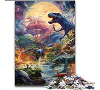 Puzzle da 1000 pezzi per adulti, il mondo dei dinosauri, realizzato in legno, rompicapo stimolante per adolescenti, perfetto per l'arredamento della casa o come regalo 1000 pezzi(50x75cm)