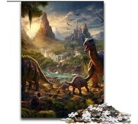 Puzzle da 1000 pezzi per adulti, il mondo dei dinosauri, realizzato in legno, rompicapo stimolante per adolescenti, perfetto per l'arredamento della casa o come regalo 1000 pezzi(50x75cm)