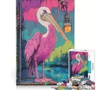 Puzzle da 1000 pezzi per adulti "Il pellicano rosa" gioco rompicapo attività divertenti da fare a casa collezione d'artista belle arti 38x52cm