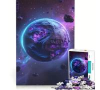 Puzzle da 1000 pezzi per adulti "Il pianeta blu e viola" gioco pratico antistress ideale come regalo per tutta la famiglia 38x26cm