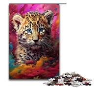 Puzzle da 1000 pezzi per adulti il piccolo leopardo è circondato da schizzi Tanti giocattoli educativi intellettuali e colorati idee regalo 75x50 cm