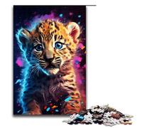 Puzzle da 1000 pezzi per adulti il piccolo leopardo è circondato da schizzi Un sacco di puzzle educativi colorati gioco educativo per compleanno e Natale 75x50 cm