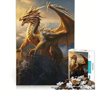 Puzzle da 1000 pezzi per adulti "Il possente drago d'oro" gioco rilassante interazione genitore-figlio regalo di compleanno regalo di viaggio 38x52cm