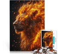Puzzle da 1000 pezzi per adulti il re leone del fuoco Difficile da completare ma divertente e umoristico con poster abbinato e foglio di quiz 75x50cm
