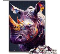 Puzzle da 1000 pezzi per adulti "Il rinoceronte timido" per adolescenti e famiglie, perfetto come decorazione fai da te e come sfida per stimolare la mente (dimensioni: 50x75cm)