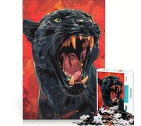 Puzzle da 1000 pezzi per adulti "Il ruggito della Pantera Nera", giocattolo fai-da-te, allena la mente e la mano, con poster e foglio di curiosità abbinati 50x75cm