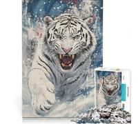 Puzzle da 1000 pezzi per adulti "Il ruggito della tigre bianca" giocattolo educativo rilassante e stimolante per l'intelletto collezione d'artista belle arti 38x26cm