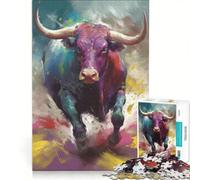 Puzzle da 1000 pezzi per adulti "Il toro nella corsa nel deserto", gioco rompicapo, taglio di precisione, collezione d'artista, belle arti 50x75cm