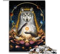 Puzzle da 1000 pezzi per adulti "Illuminismo" Lupo polare in legno, attività divertente da fare a casa 50x75cm per compleanni, feste e occasioni speciali
