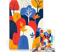 Puzzle da 1000 pezzi per adulti Illustrazione artistica minimalista con motivo astratto della foresta boho Gara di velocità delle mani Idee regalo 38x52cm