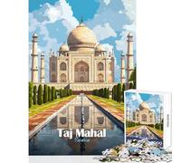 Puzzle da 1000 pezzi per adulti illustrazione del Taj Mahal decorazione per la casa giocattoli regalo di compleanno gioco impossibile Ogni pezzo è unico Dimensioni: 38x26cm
