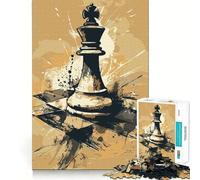 Puzzle da 1000 pezzi per adulti,illustrazione di pezzi degli scacchi,taglio netto,gioco creativo,risoluzione di problemi,divertente gioco per il tempo libero,decorazione artistica natalizia (50x75cm)