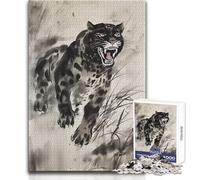 Puzzle da 1000 pezzi per adulti, illustrazione di un giaguaro selvatico, rilassante e calmante, hobby da interni, giocattolo per il tempo libero, perfetto e preciso, dimensioni 38x26cm